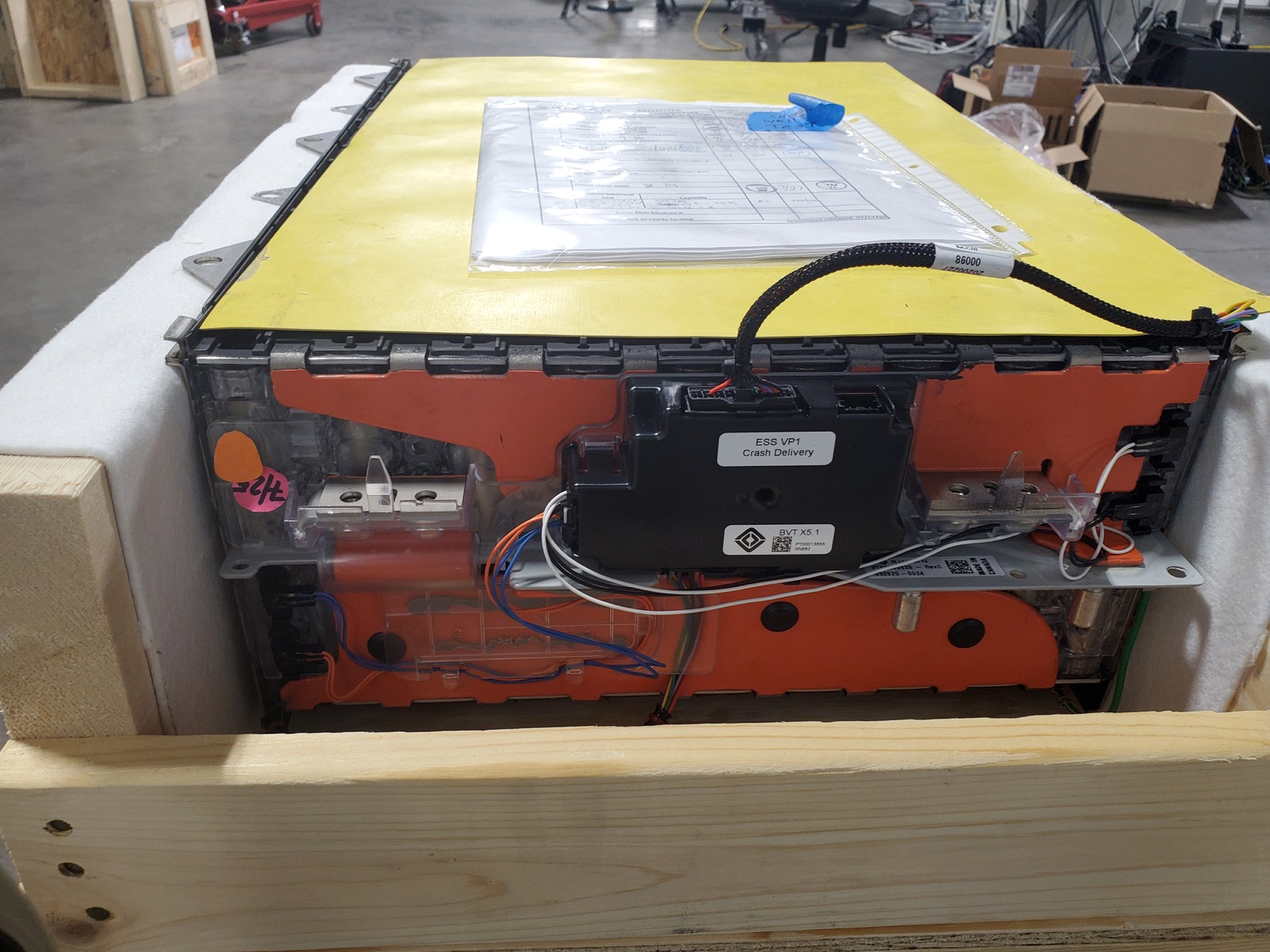 Battery module development work.
